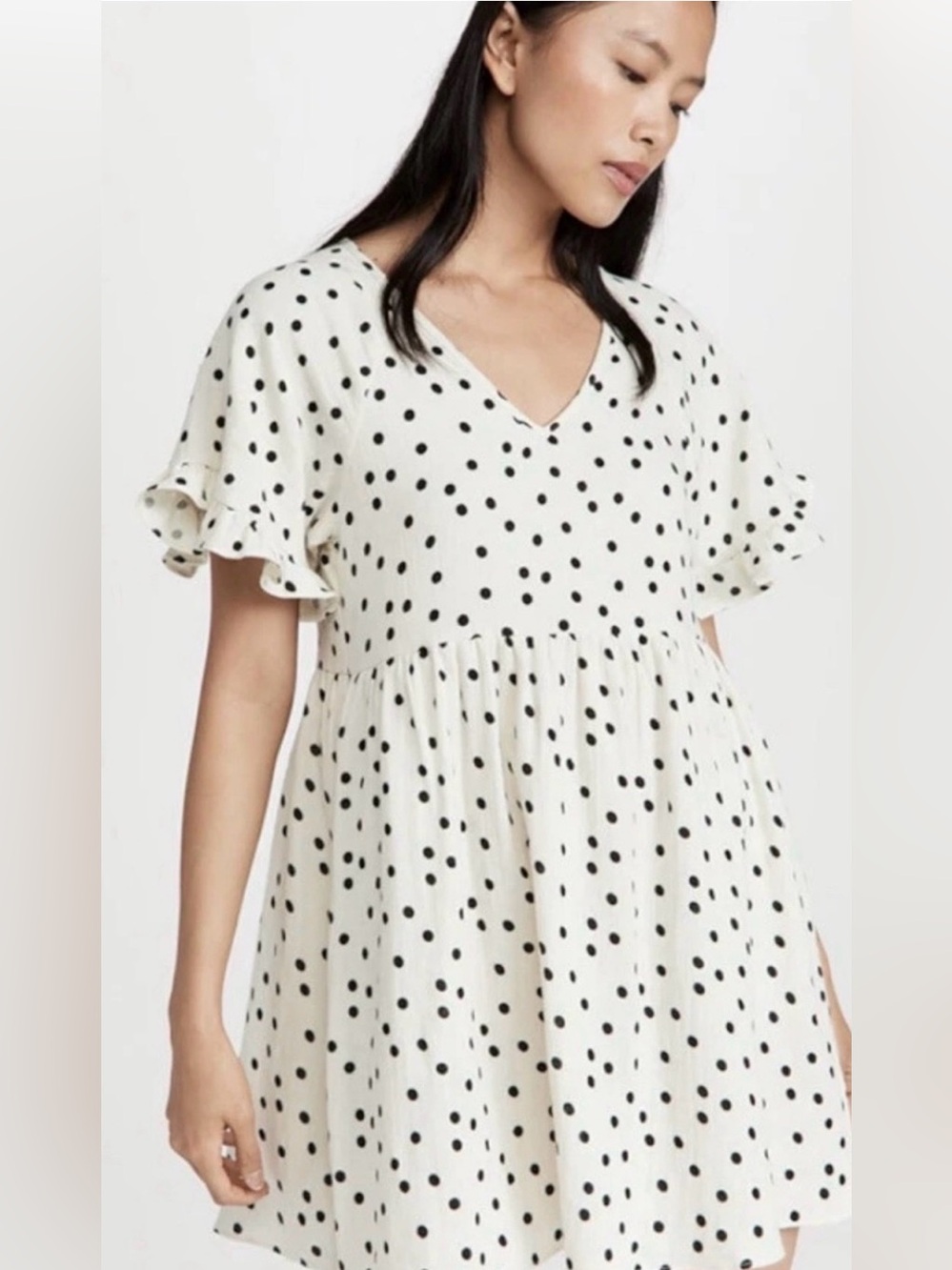 Madewell Lightspun Polka Dot Babydoll Mini Dress Cotton M